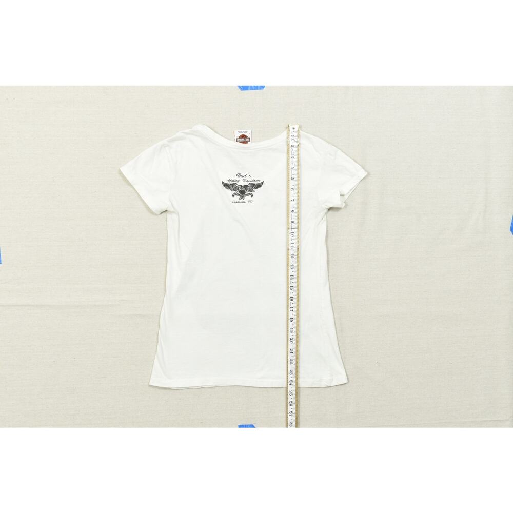 Harley-Davidson Women's Small White Short Sleeve T-Shirt Bud's Evansville IN - Picture 2 of 8